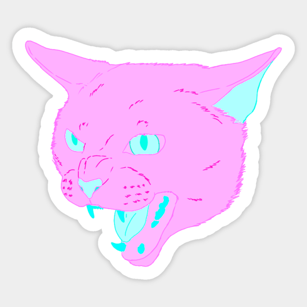 Vaporwave Cat - Wild Berry Sticker by Basicallyimbored
